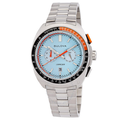 ساعة بولوفا ريسر كرونوغراف كوارتز للرجال بمينا زرقاء