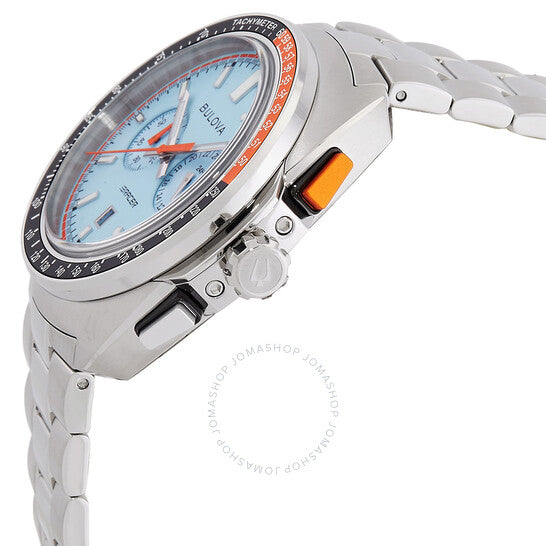 ساعة بولوفا ريسر كرونوغراف كوارتز للرجال بمينا زرقاء