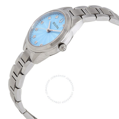 بولوفا، ساعة ساتون كوارتز نسائية بمينا زرقاء مرصعة بالألماس