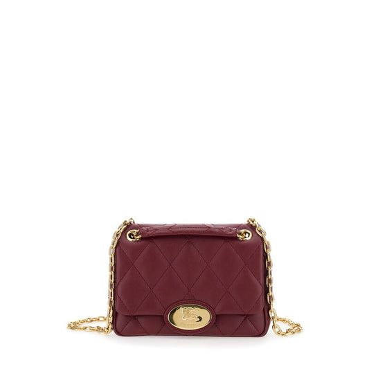 Bordeaux Quilted Crossbody Bag With Ekd Plaque On The Front And Chain-Link Shoulder Strap In Leather