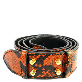 Burnt Amber Croco-embossed Leather Bag Strap