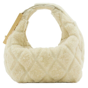 Ecru Ladies Quilted Lamb Fur Tote Bag
