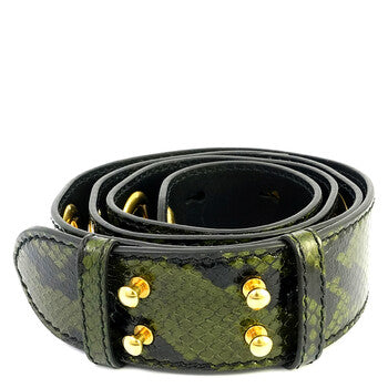 Ladies Antique Green Croco-embossed Leather Bag Strap