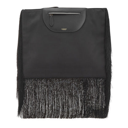Burberry, Ladies Black Fringe Leather Olympia Scarf Flat Clutch