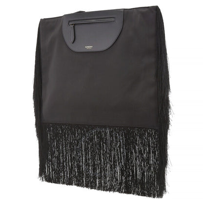 Burberry, Ladies Black Fringe Leather Olympia Scarf Flat Clutch