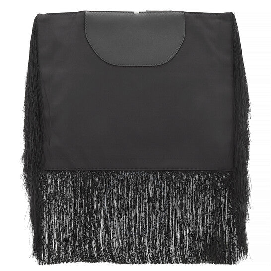 Burberry, Ladies Black Fringe Leather Olympia Scarf Flat Clutch