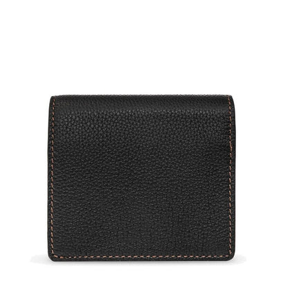 Ladies Black Grainy Leather TB Folding Wallet
