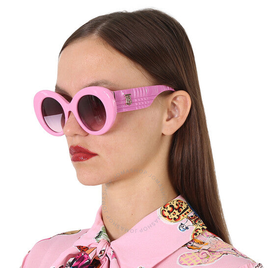 نظارات شمسية نسائية دائرية من بربري، مارجوت روز، رمادية متدرجة