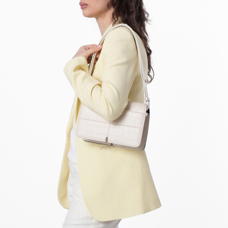 Snip Croc-Embossed Leather Shoulder Bag