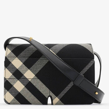 Snip Shoulder Bag Black Check Leather Trim