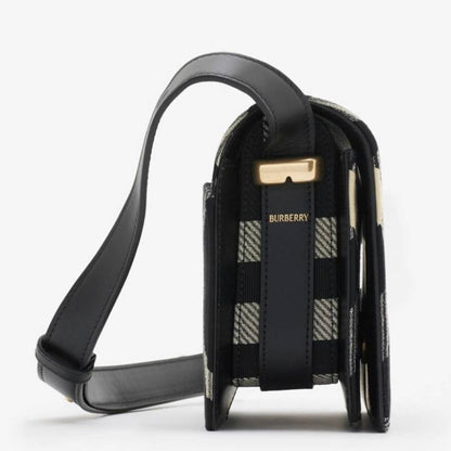 Snip Shoulder Bag Black Check Leather Trim