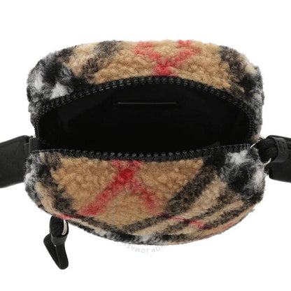 حقيبة كروس بودي من الصوف بنقشة مربعات عمودية من بربري