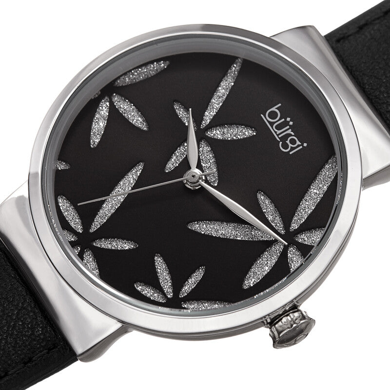 Sparkling Flower Quartz Black Dial Ladies Watch