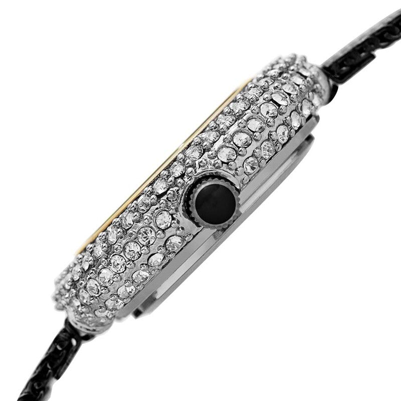 Diamond Black Dial Black-plated Mesh Ladies Watch