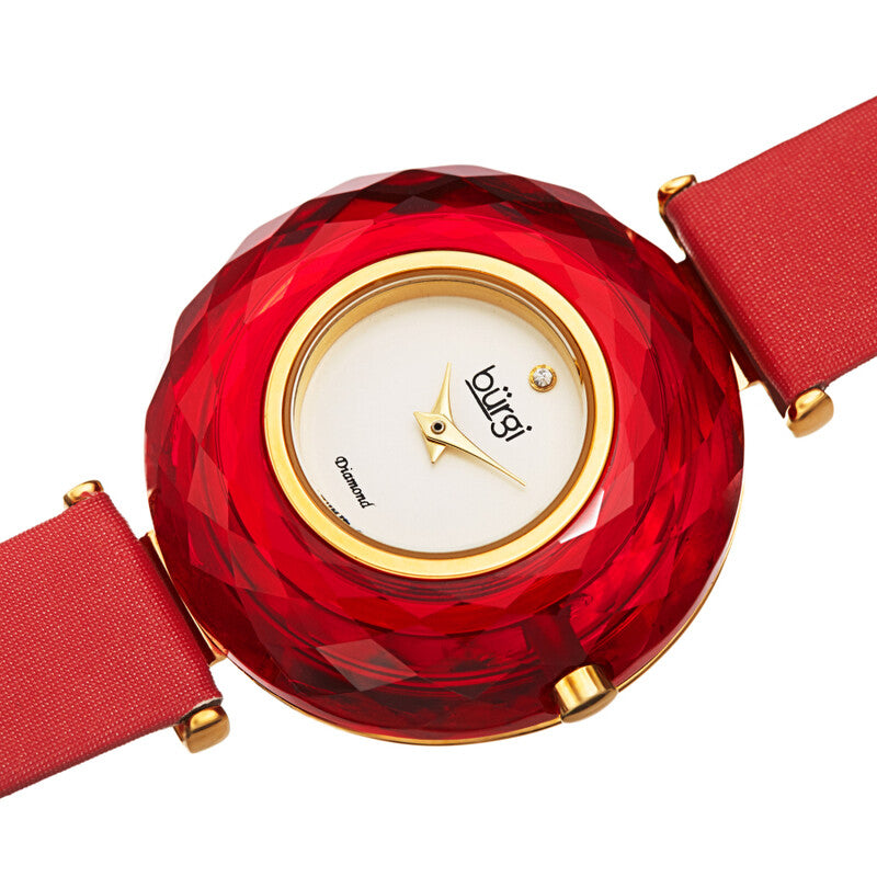 Faceted Crystal Bezel Quartz Diamond Ladies Watch