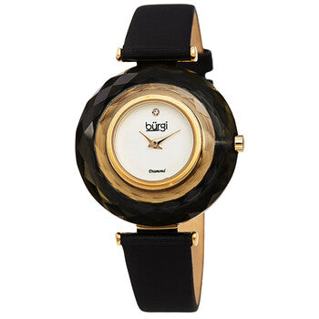 Faceted Crystal Bezel Quartz Diamond Silver Dial Ladies Watch