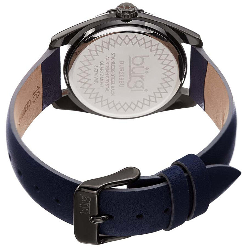 Gunmetal Grey Dials Blue Leather Ladies Watch
