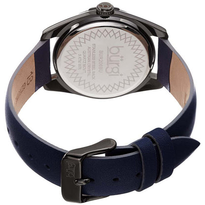 Gunmetal Grey Dials Blue Leather Ladies Watch