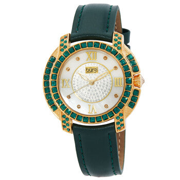 Mother Of Pearl Dial Green Crystal Ladies Watch