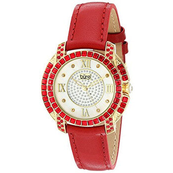 Mother of Pearl Dial Red Leather Ladies Watch
