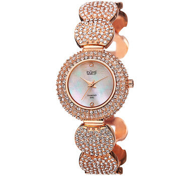 Mother of Pearl Diamond Dial Silver-tone Base Metal Ladies Watch