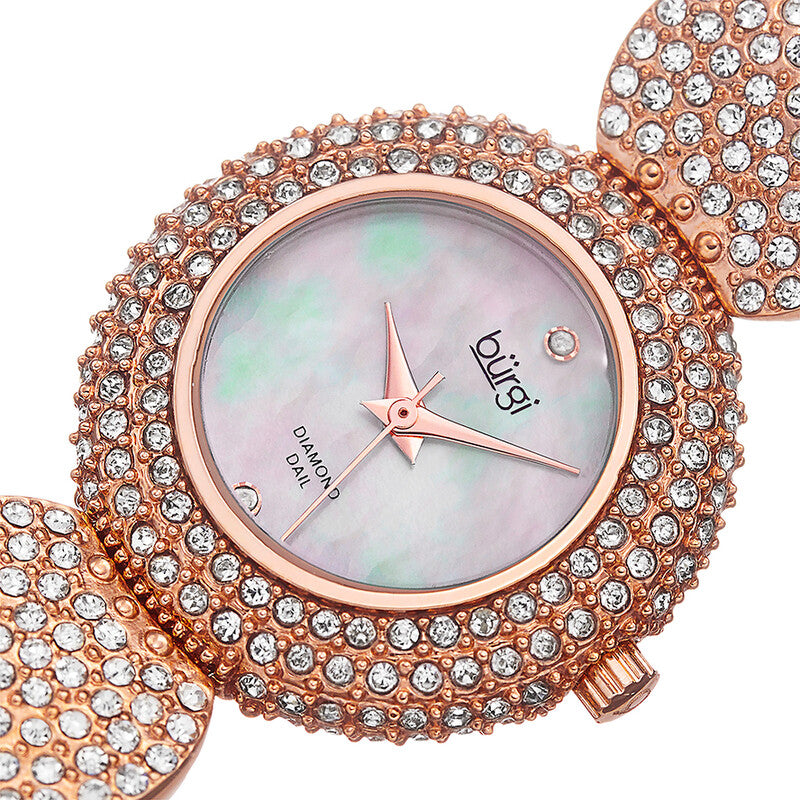 Mother of Pearl Diamond Dial Silver-tone Base Metal Ladies Watch