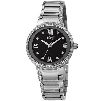 Quartz Black Dial Stainless Steel Ladies Watch