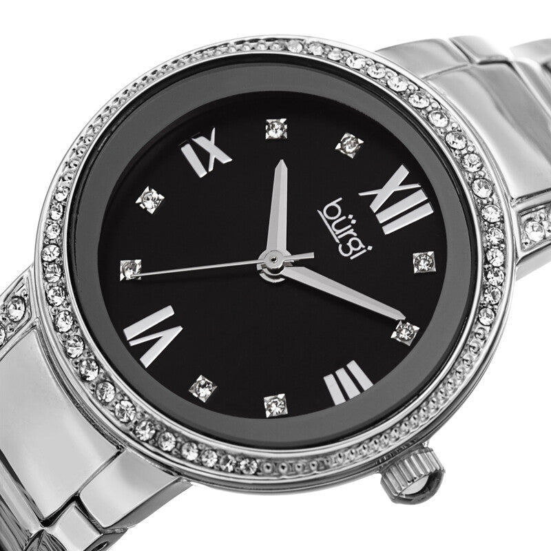 Quartz Black Dial Stainless Steel Ladies Watch
