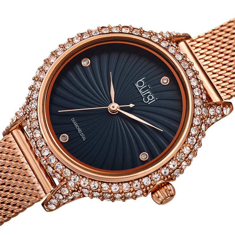 Quartz Diamond Blue Dial Ladies Watch