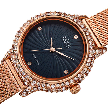 Quartz Diamond Blue Dial Ladies Watch