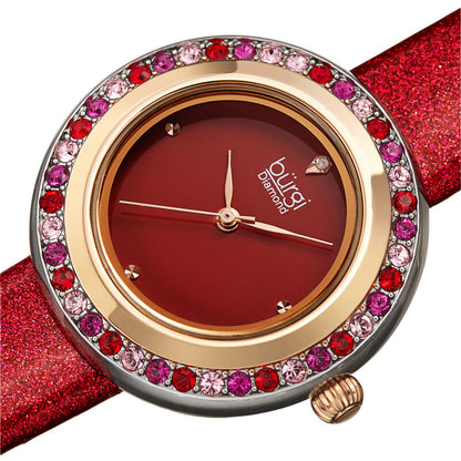 Quartz Diamond Red Dial Ladies Watch