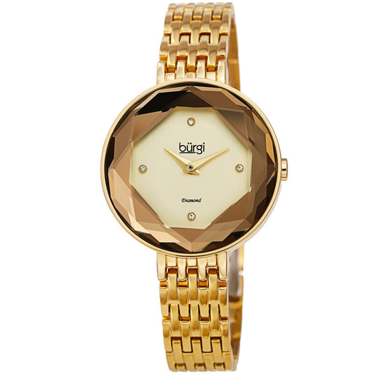 Quartz Faceted Crystal Bezel Diamond Ladies Watch