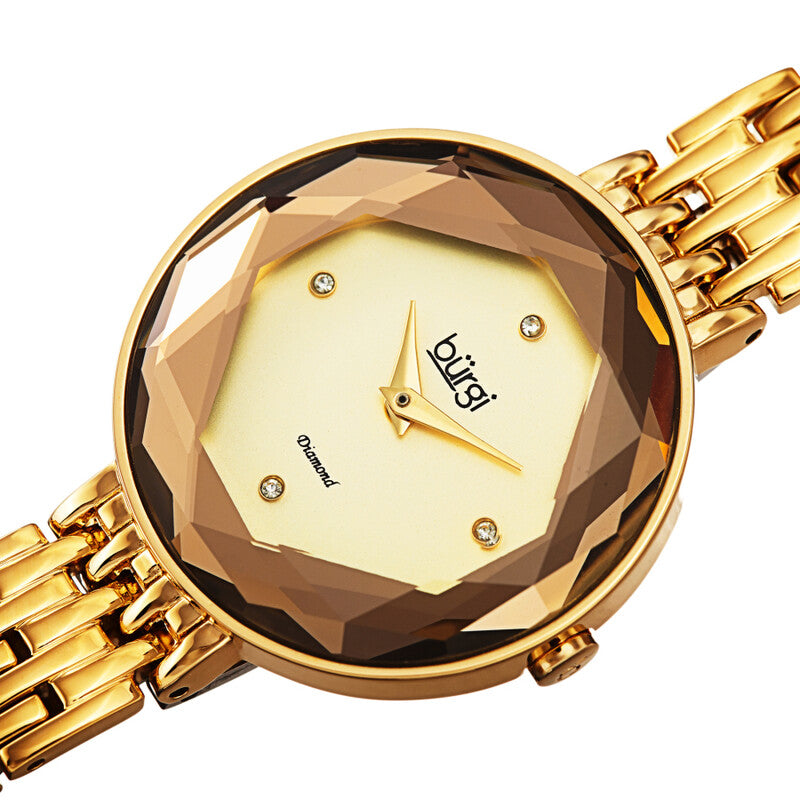 Quartz Faceted Crystal Bezel Diamond Ladies Watch