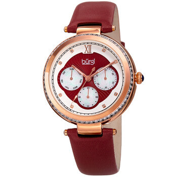Quartz Mother of Pearl Dial Red Leather Ladies Watch