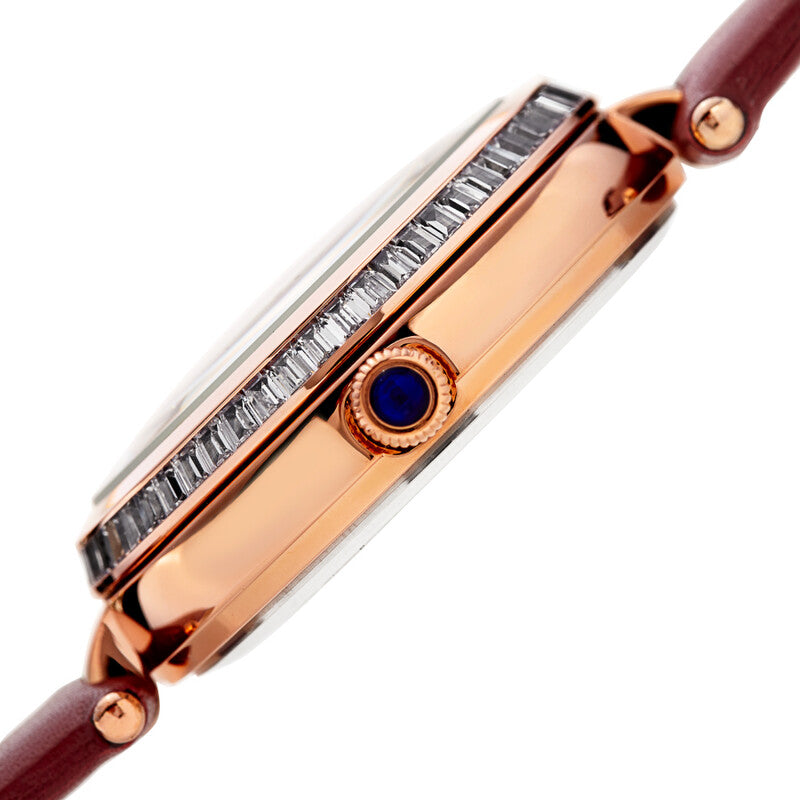 Quartz Mother of Pearl Dial Red Leather Ladies Watch