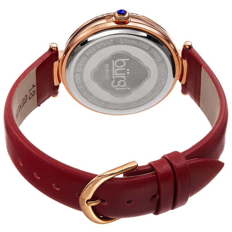Quartz Mother of Pearl Dial Red Leather Ladies Watch