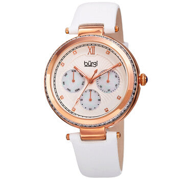 Quartz White Dial White Leather Ladies Watch