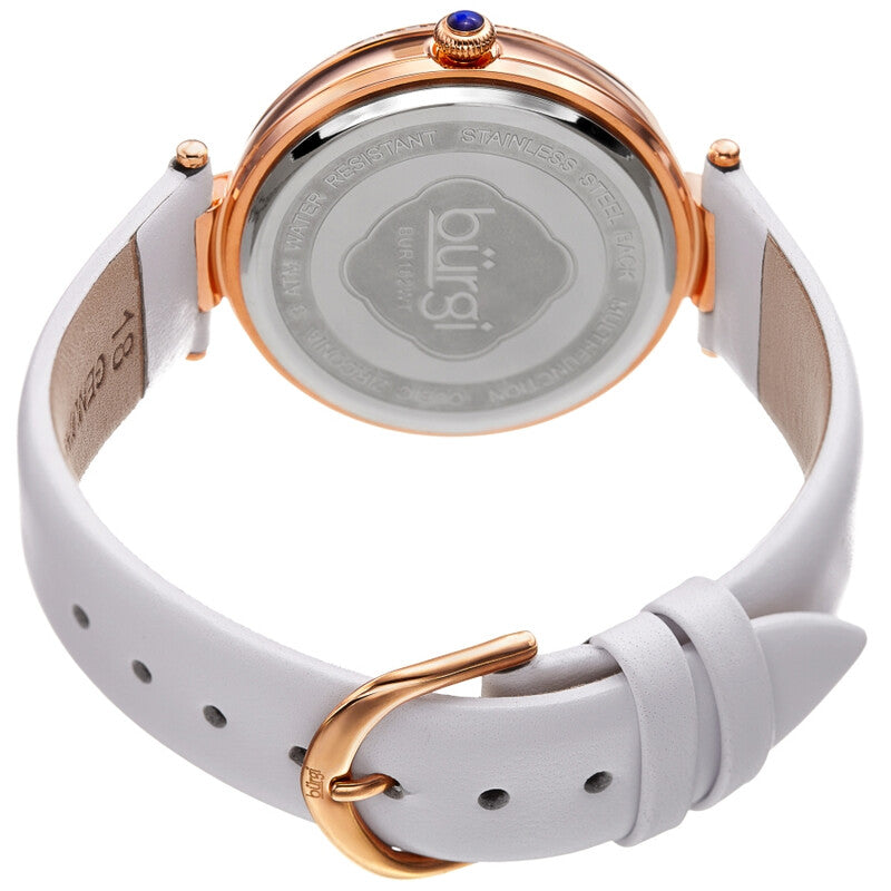 Quartz White Dial White Leather Ladies Watch