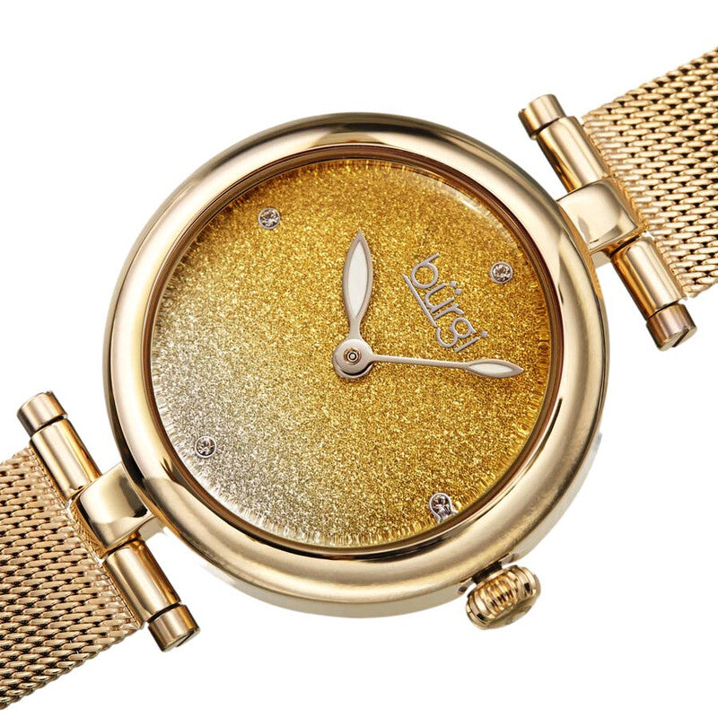 Quartz Gold Dial Gold-tone Mesh Ladies Watch