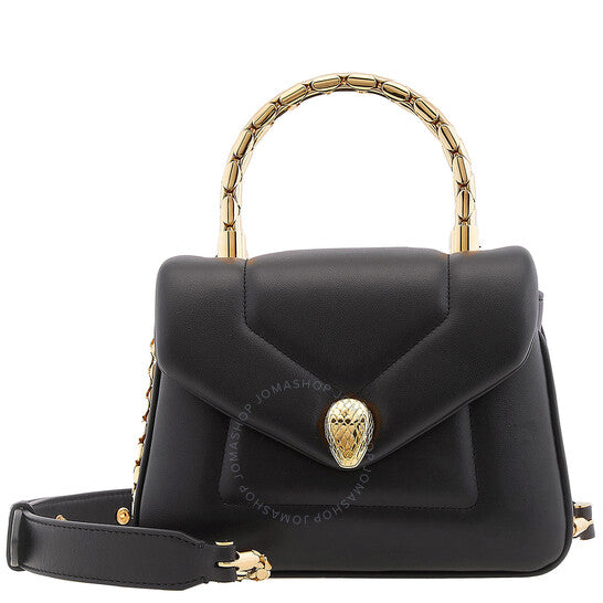 Bvlgari, Black Serpenti Reverse Leather Top Handle Bag