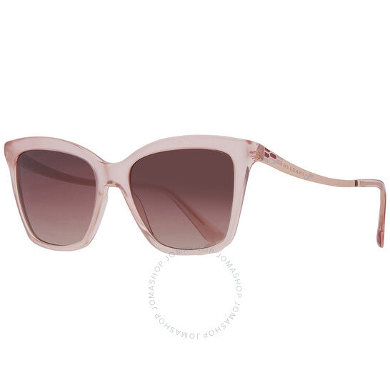 نظارة شمسية نسائية من بولغاري، بتصميم عين القطة، بلون بني متدرج، بنفسجي