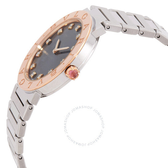 بولغاري، ساعة بولغاري كوارتز مرصعة بالألماس بمينا أسود للسيدات