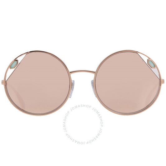 نظارة شمسية بولغاري دائرية شفافة للنساء، باللون الذهبي الوردي، مرآة