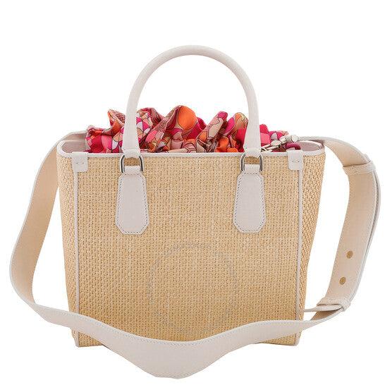 Bvlgari, Ivory Raffia Logo Tote Bag