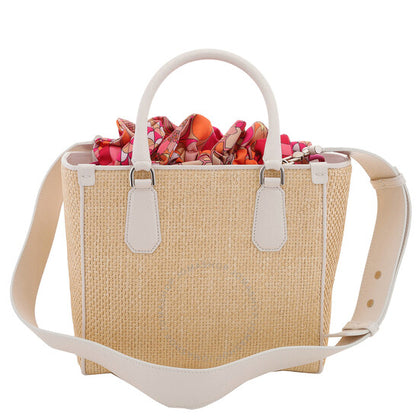 Bvlgari, Ivory Raffia Logo Tote Bag