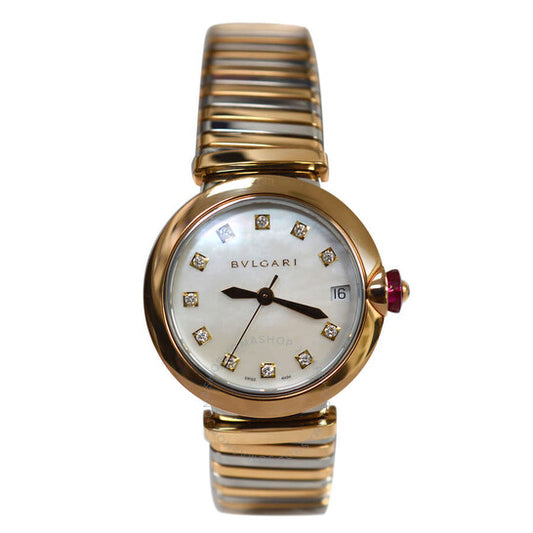 ساعة بولغاري لوتشيا للسيدات بمينا أبيض وماس