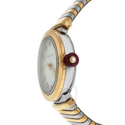 ساعة بولغاري لوتشيا للسيدات بمينا أبيض وماس