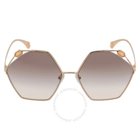 Bvlgari, Pink Gradient Grey Hexagonal Ladies Sunglasses