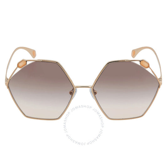 Bvlgari, Pink Gradient Grey Hexagonal Ladies Sunglasses