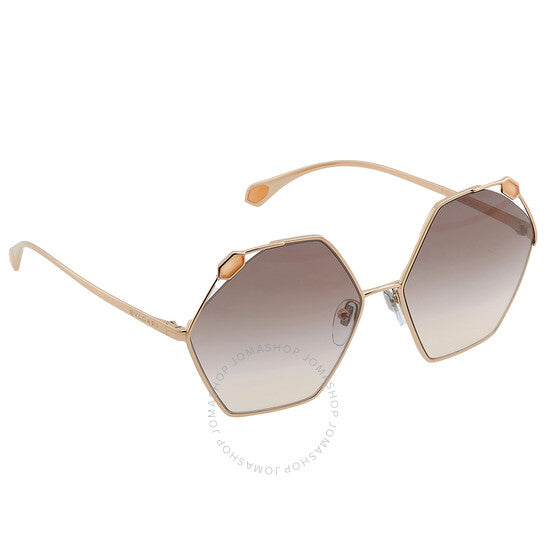 Bvlgari, Pink Gradient Grey Hexagonal Ladies Sunglasses